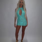 LIMITED EDITION HAND MADE AND DESIGNED IN HOUSE: ‘Aura’ blue lace dress