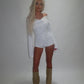 LIMITED EDITION HAND MADE AND DESIGNED IN HOUSE: ‘Angel’ white playsuit