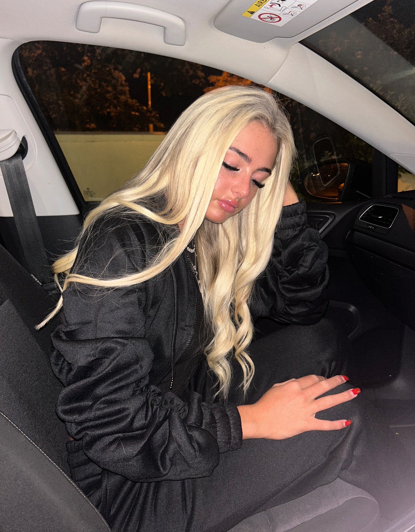 Black ruched sleeve tracksuit