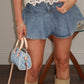 Denim Fit And Flare Mini Skirt (built in shorts)