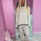 Contrast knitted jumper and wide leg trouser set