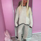 Contrast knitted jumper and wide leg trouser set