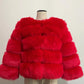 Red 3/4 sleeve Faux fur jacket