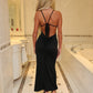 ‘Margot’ black open back midi dress