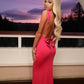 ‘Khloe’ pink open back bow dress
