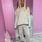 Contrast knitted jumper and wide leg trouser set