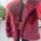 Luxury Wine faux fur lapel jacket