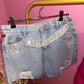 Denim pearl tassel shorts