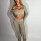 GYM GIRL ERA EXCLUSIVE Camel brown Sculpt square neck top