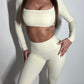 GYM GIRL ERA EXCLUSIVE Sculpt Cream square neck top