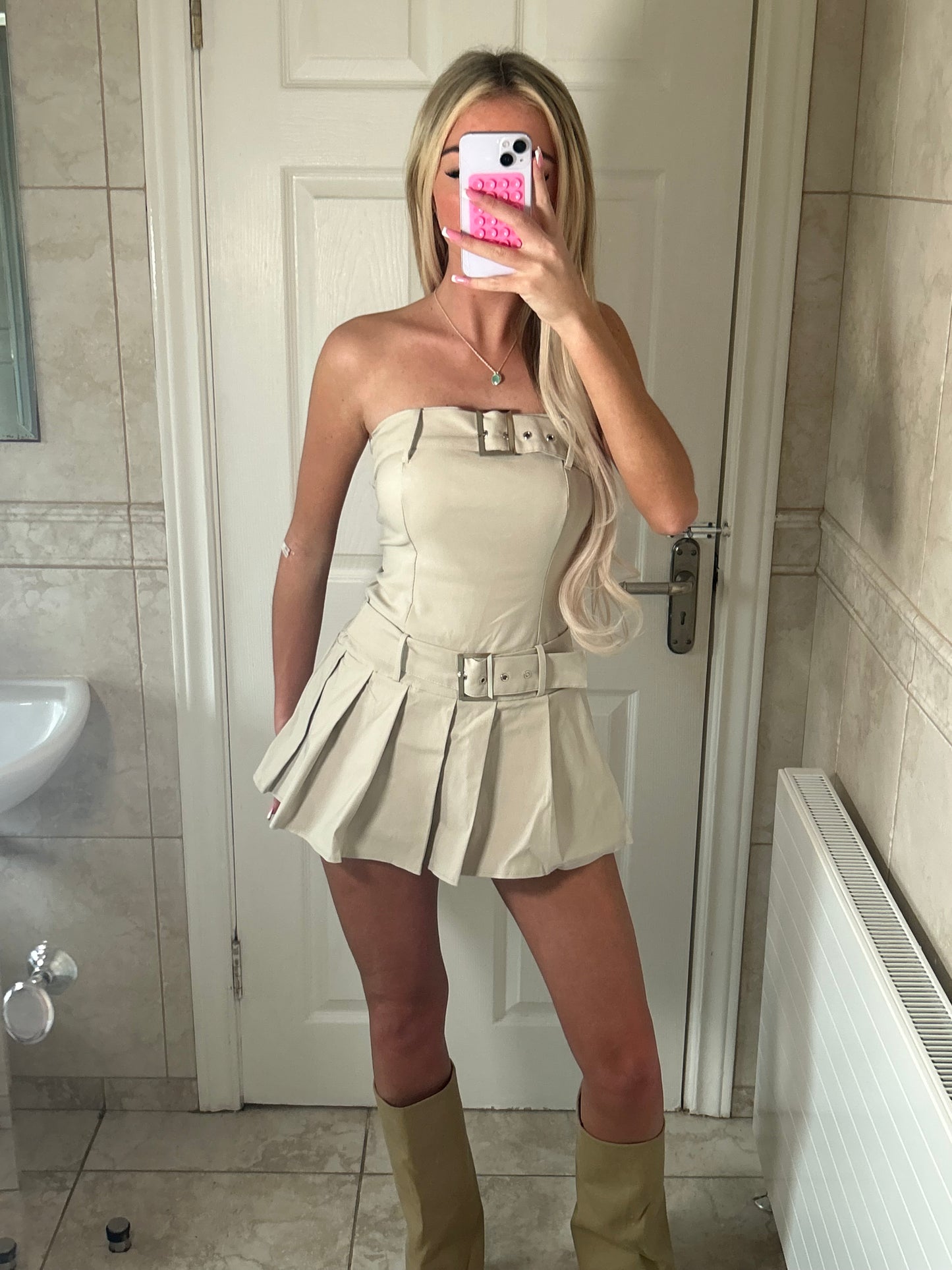 Belted Pleated Cargo Playsuit