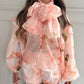 Floral Print Blouse And Shorts Set With Neckerchie