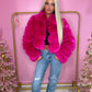 PRE ORDER Pink Collar zip up faux fur coat