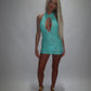 LIMITED EDITION HAND MADE AND DESIGNED IN HOUSE: ‘Aura’ blue lace dress