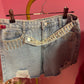 Denim pearl tassel shorts