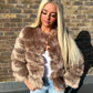 Brown faux fur 3/4 sleeve coat