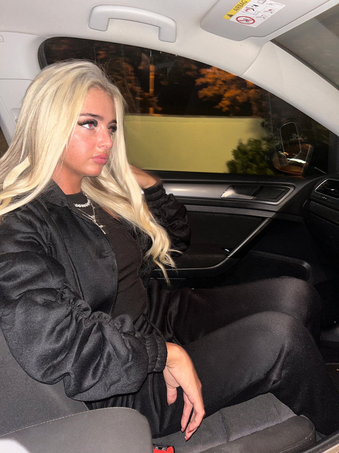 Black ruched sleeve tracksuit