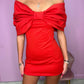Red bow front dress