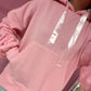 Pink ruched sleeve ribbon hoodie