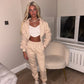 Beige ruched tracksuit