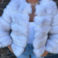 PRE ORDER Fox white 3/4 sleeve Faux fur coat