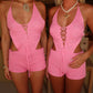 Tia pink crochet playsuit