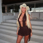 LIMITED EDITION HAND MADE AND DESIGNED IN HOUSE: Brown lace Lilly dress