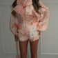 Floral Print Blouse And Shorts Set With Neckerchie