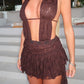 LIMITED EDITION HAND MADE AND DESIGNED IN HOUSE: Brown lace Lilly dress