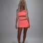 LIMITED EDITION HAND MADE AND DESIGNED IN HOUSE: ‘Aries’ coral cut out dress
