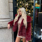Luxury Wine faux fur lapel jacket