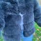 Luxury Dark charcoal grey NEW luxury faux fur coat 3/4 sleeve