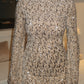 Cream flared sleeve sequins dress