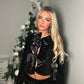 Black sequins bow blazer