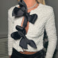 White sequins bow blazer