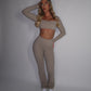 GYM GIRL ERA EXCLUSIVE Camel brown Sculpt square neck top