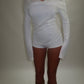LIMITED EDITION HAND MADE AND DESIGNED IN HOUSE: ‘Angel’ white playsuit