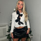 White sequins bow blazer