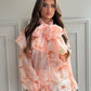 Floral Print Blouse And Shorts Set With Neckerchie