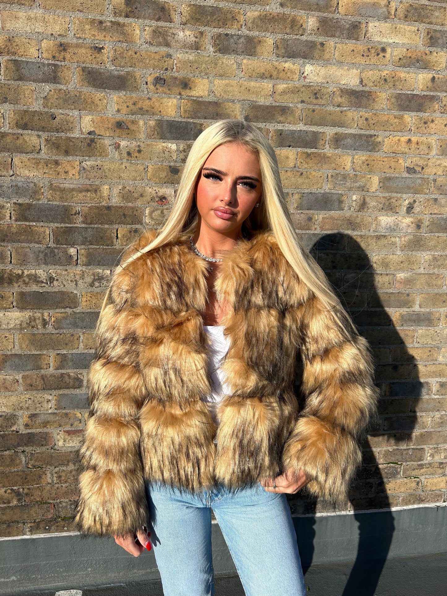 Raccoon Faux fur 3/4 sleeve coat