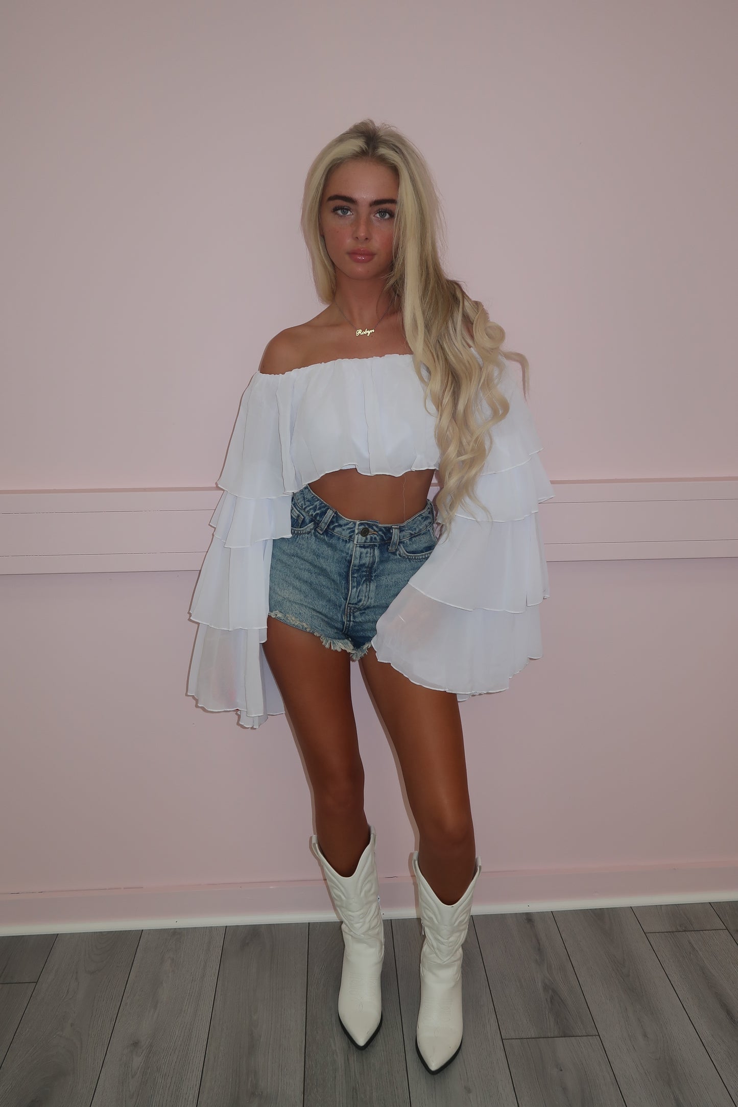 White chiffon layered top