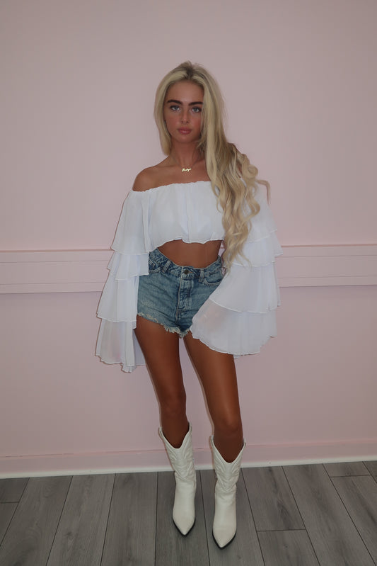 White chiffon layered top