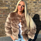 Brown faux fur 3/4 sleeve coat