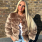 PRE ORDER Brown faux fur 3/4 sleeve coat