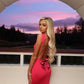 ‘Khloe’ pink open back bow dress