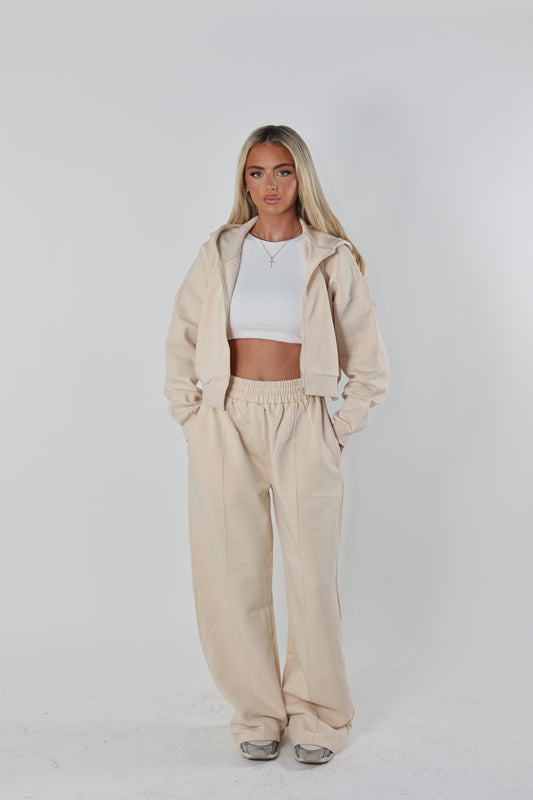 Beige wide leg tracksuit bottoms