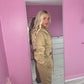 Taupe ruched sleeve tracksuit