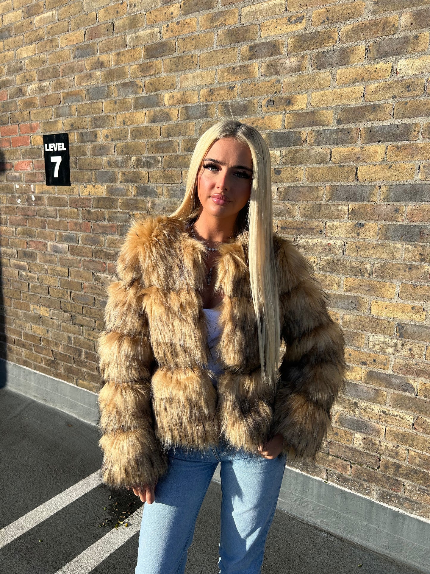 Raccoon Faux fur 3/4 sleeve coat