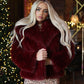 Luxury Wine faux fur lapel jacket