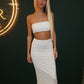 White bandeau top and skirt set